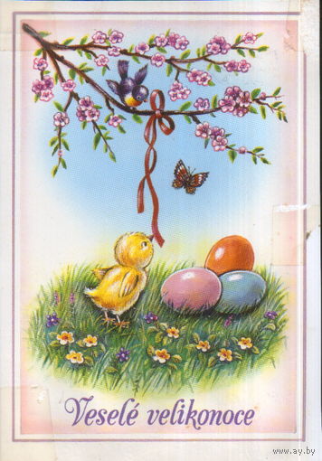 Подписанная открытка Чехия "Пасха. Цыпленок"