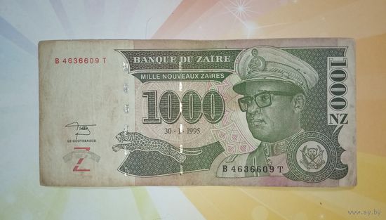 Заир 1000 заир 1995г