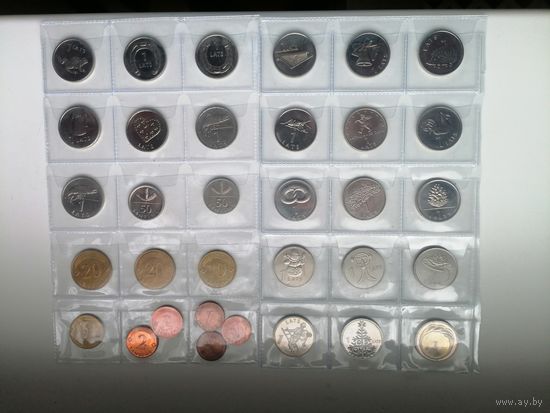 Латвия 1 много памятных, разные чек. блеск с рубля