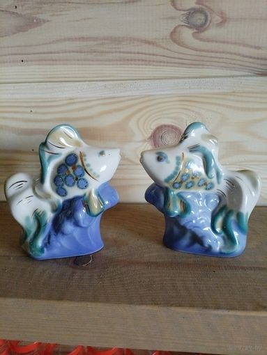 Статуэтки " рыбки" 2 шт. Полонский завод.
