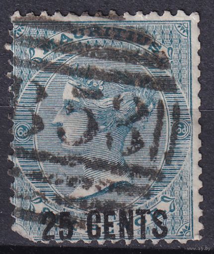 2.BrKM. Великобритания. Колонии. Маврикий. Виктория. Стандарт. Надпечатка нового номинала. 25C. 1878 г. Mi.#48.