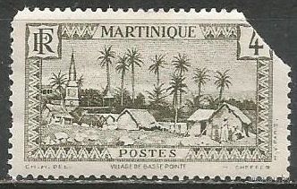 Мартиника. Деревня островитян. 1933г. Mi#128. Белая бумага.