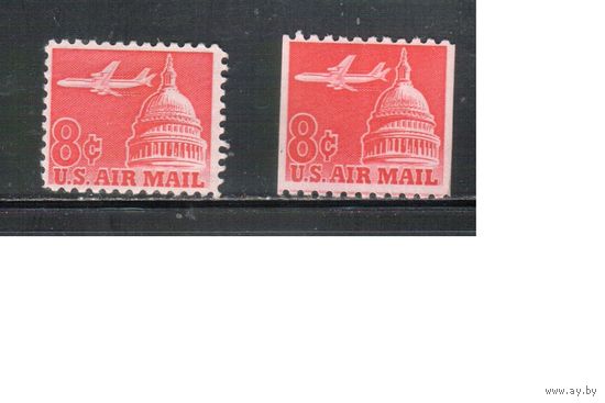 США-1962, (Мих.836 А+С),  **/*   ,  Авиапочта, Самолеты, (одиночка)
