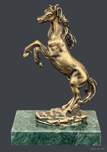 Статуэтка Лошадь на дыбах Бронза/Змеевик
