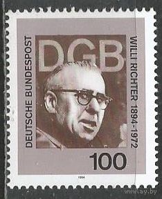 ФРГ. 100 лет со дня рождения Рихтера. Президент профсоюза. 1994г. Mi#1753.