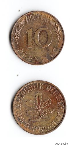 10 пфеннигов Германия 1976 года(J)