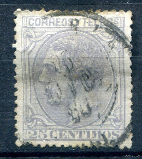 Испания (Королевство) - 1879г. - король Альфонсо XII, 25 с - 1 марка - гашёная [Mi 179]. #1-Sp-21-A-1