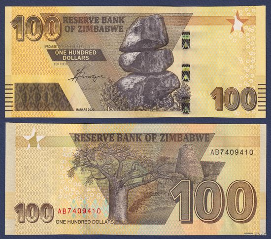 Зимбабве, 100 долларов 2020 г., P-W106, UNC