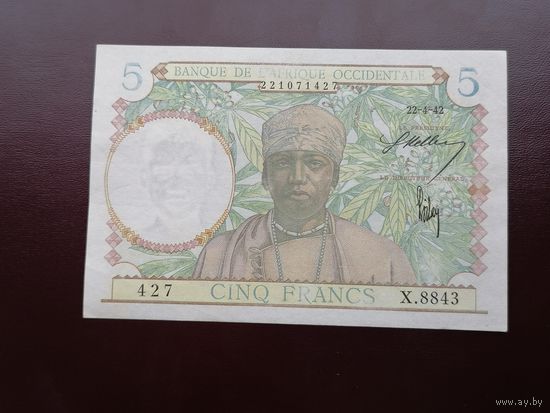 Западная африка 5 франков 1942