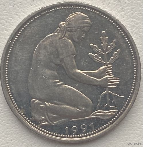 Германия 50 пфеннигов 1991 г. D
