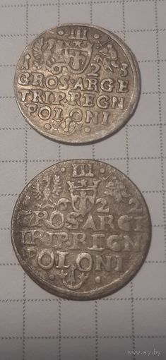 3 гроша ВКЛ и Речь Посполитая 1623 год и 1622...две монеты.