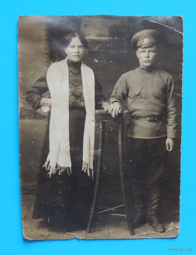 Фото "Солдат с женой", РИ, до 1917 г.