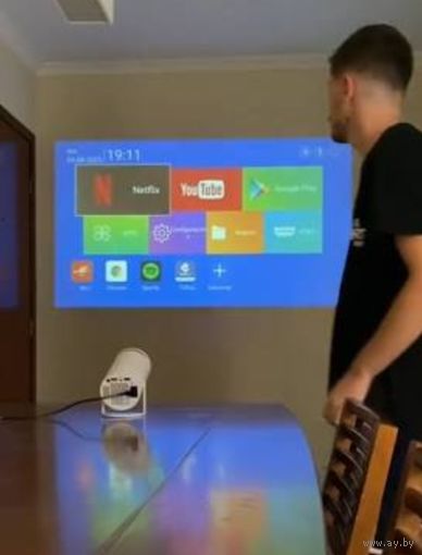 Портативный WiFi 3D Кино проектор HY300  Android 11, USB, HDMI, Bluetooth, пульт д/у.
