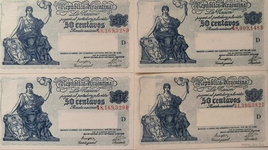 Аргентина 50 Cентаво 1947, XF+ 393-1-3-4