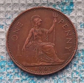 Великобритании - "Владычица морей". 1 пенни 1962 года. R. Корабль. Елизавета II.