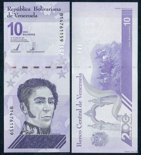 Венесуэла 10 боливар 2021 год, UNC