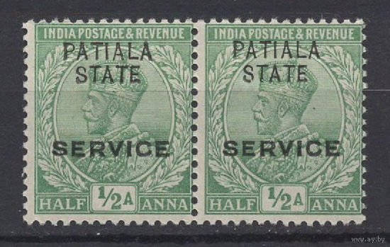 1913 Индия Patiala** Георг V служебная SG#O36
