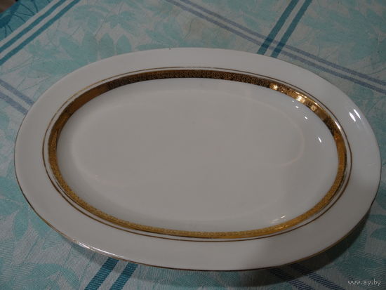 Блюдо овальное с цировкой по золоту, ЛФЗ, 70-е г.г.29*20 см