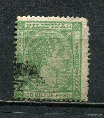 Испанские колонии - Филиппины - 1878/1879 - Король Альфонсо XII 100Mils de Peso - [Mi.62] - 1 марка. Гашеная.  (Лот 14JT)-T25P3
