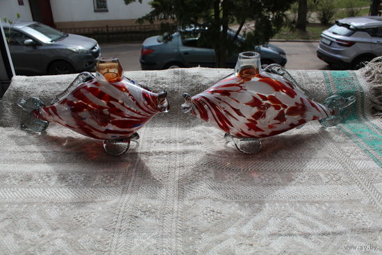 Рыбки цветное стекло тип-штоф без крышек