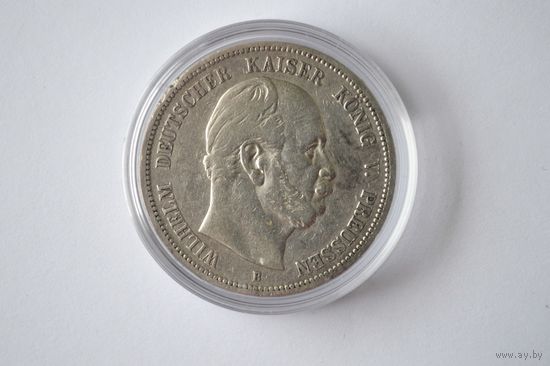 5 марок 1876 B. Пруссия Оригинал. Серебро 900.