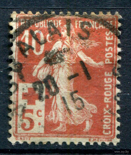 Франция (Республика) - 1914г. - Красный Крест - 1 марка - полная серия, гашёная [Mi 126]. #1-Fr-1-A-1