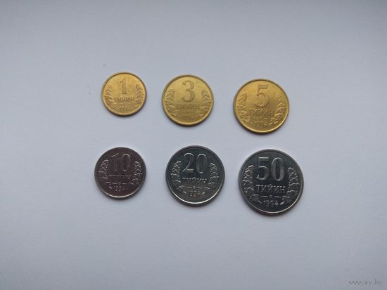 Узбекистан. 1994 год. 1-3-5-10-20-50 тийин.