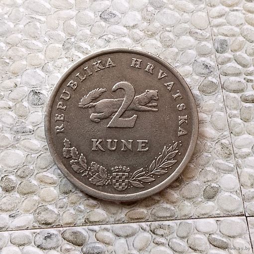 2 куны 1993 года Хорватия. Республика Хорватия. Шикарная родная патина!