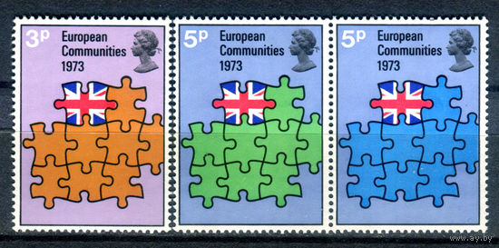 Великобритания - 1973г. - интеграция британцев в европейское сообщество - 3 марки - полная серия, MNH [Mi 612-614]. #3-GB-Z-1-21