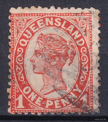 12.Aust. Великобритания. Австралийские штаты. Квинсленд. Виктория. Стандарт. 1896 г. 1p. Mi.#93.