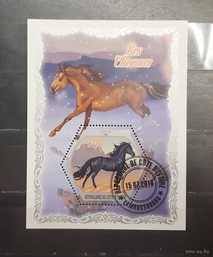 Кот-Д`Ивуар. 2018 год. Фауна. Лошади (блок) (1132)