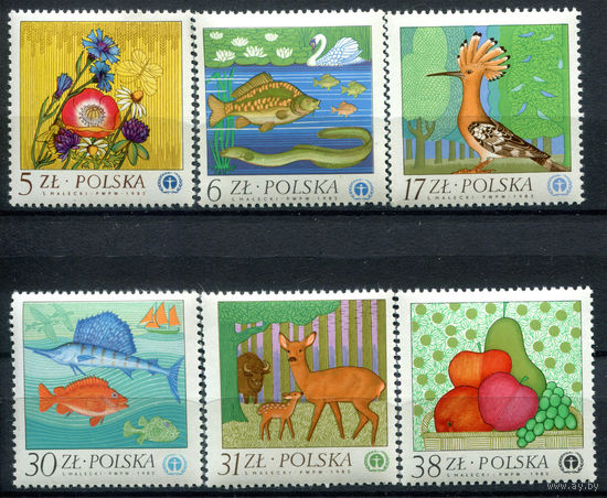 Польша - 1983г. - Охрана природы - полная серия, MNH, одна марка с маленьким пятнышком на клее [Mi 2850-2855] - 6 марок