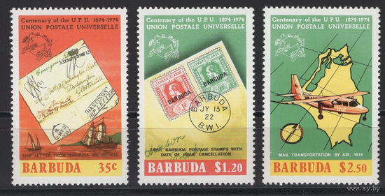 Барбуда 1974 ** Почтовое дело, UPU (Всемирный Почтовый Союз), марки на марках, серия 3 марки