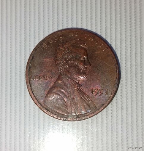 1 цент 1992 года США. Родная патина!