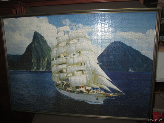 Картина из пазлов Парусник.Большая 88,5х62,5 см.