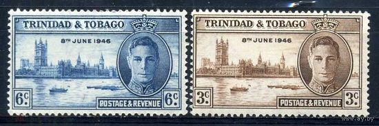 Брит. колония Тринидад и Тобаго. Победа в войне,  полная серия, металлография. 1946 г. см. условие.