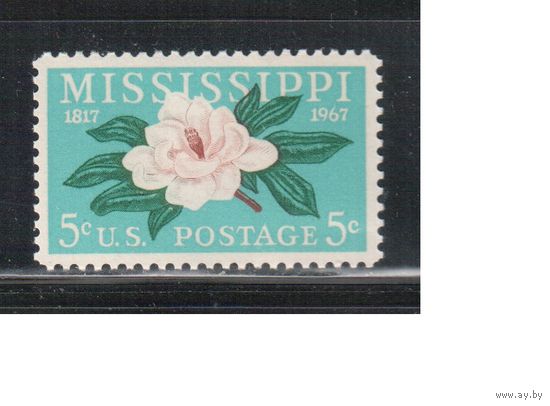 США-1967, (Мих.938) , ** , Штат Миссисипи, Уветы(одиночка)