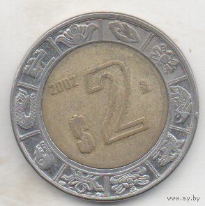 МЕКСИКАНСКИЕ СОЕДИНЁННЫЕ ШТАТЫ. 2 ПЕСО 2002. БИМЕТАЛЛ