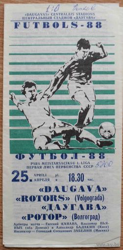Даугава Рига - Ротор Волгоград      1988 год