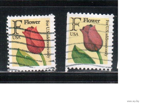 США-1991, (Мих.2116 А+D),  гаш. , Стандарт, Цветы, Тюльпан(одиночка), 2 зубцовки