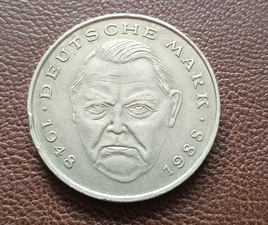 2 марки 1988г. Людвиг Эрхард 40 лет ФРГ