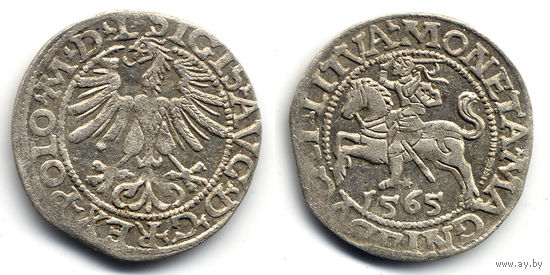 Полугрош 1565, Жигимонт Август, Вильно. Окончания легенд: Ав - L, Рв - LITVA. Остатки штемпельного блеска, коллекционное состояние