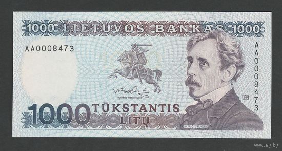 Литва 1000 лит 1991 года. Тип Р-52. Состояние UNC!