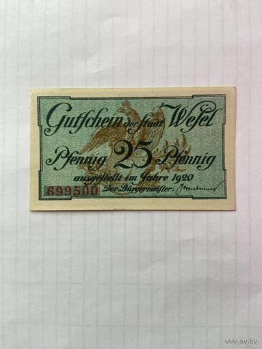 25 пфенигов (нотгельды) Германия г.Вефель -1402