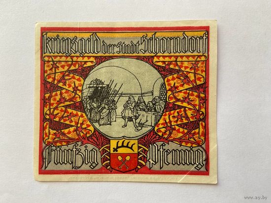 Нотгельд 50 пфеннигов Шорндорф. Веймарская республика - 1602