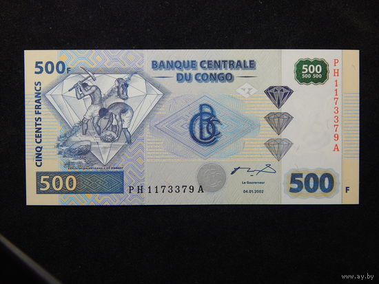 Конго 500 франков 2002г.UNC