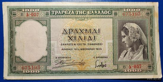 Греция 1000 драхм 1939 г.