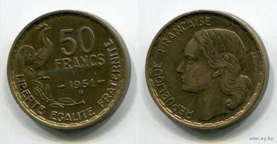 Франция. 50 франков (1951, буква B, XF)