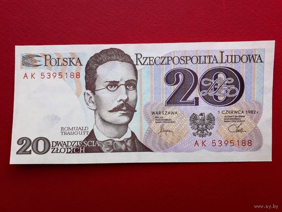 20 злотых, серия AК, 1982 года -- UNC, Пресс