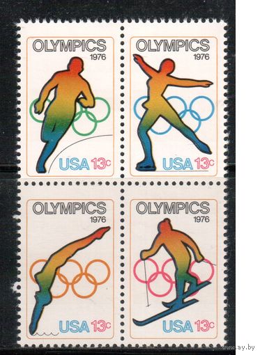 США-1976, (Мих.1282-1285), 2 м - **, 2 м - гаш. , Спорт, ОИ-1976(полная серия)